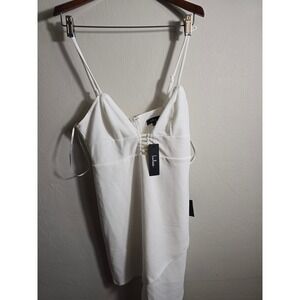 Lulus White Mini Dress‎ Sleeveless Asymmetric Party Cocktail Size Large NWT